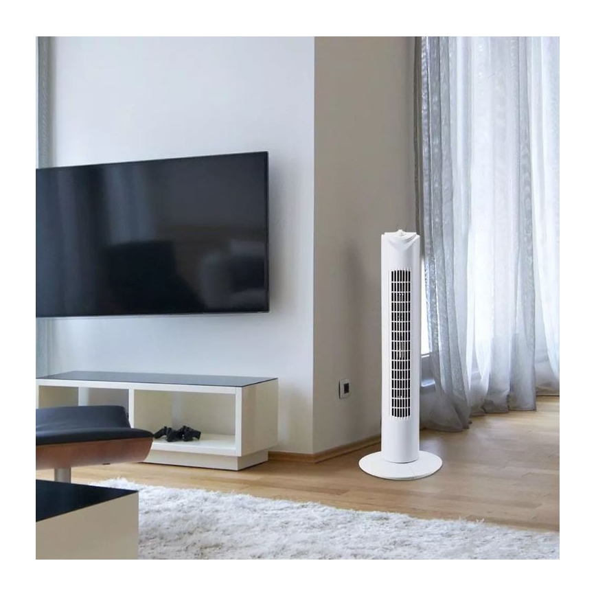 Põrandaventilaator taimeriga 45W/230V valge