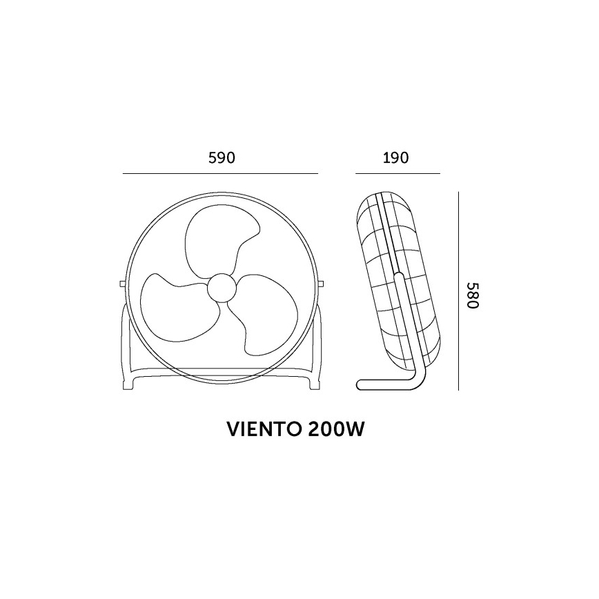 Põrandaventilaator VIENTO 200W/230V, läikiv kroom