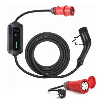 Portatiivne laadimisjaam elektriautodele (EV/PHEV) — AC Type 2, 32 A/400 V, 22 kW, IP55, 5 m + 230 V 3,7 kW adapter + kandekott