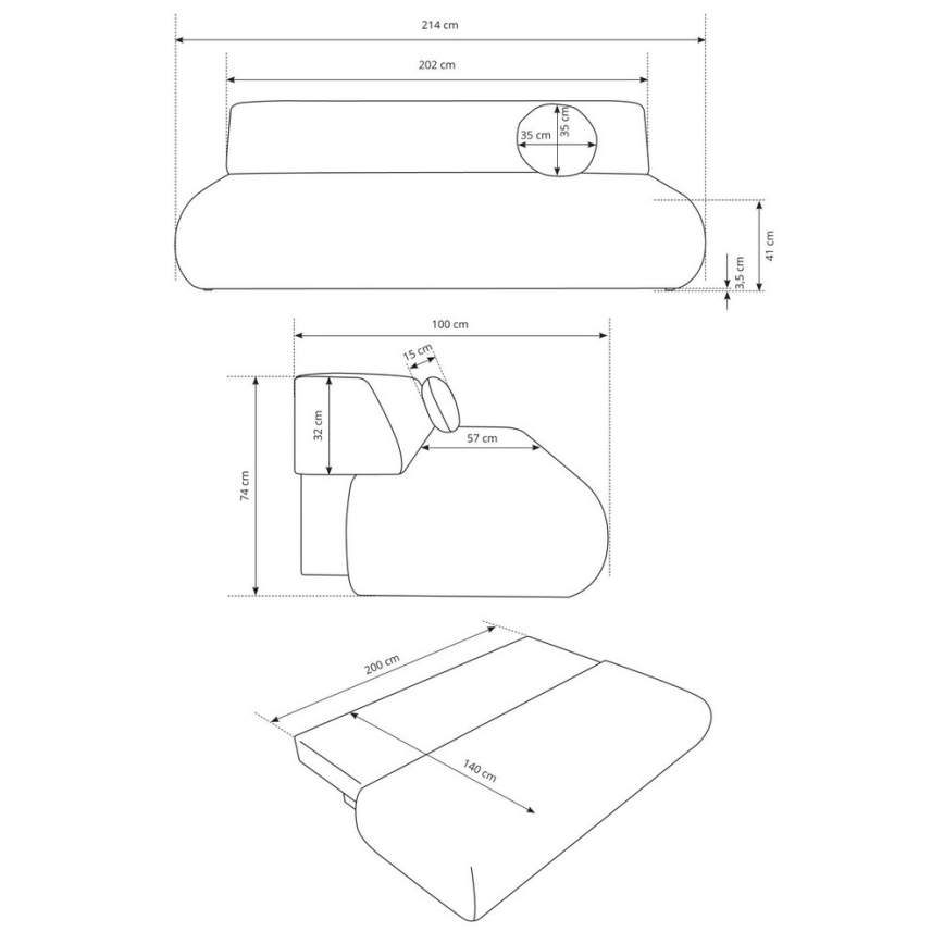 PRATO kolmeistmeline diivanvoodi panipaigaga, beež