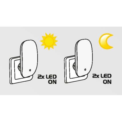 Prezent 1619 - LED Valgusti pistikupessa 2x LED/0.3W/230V andur