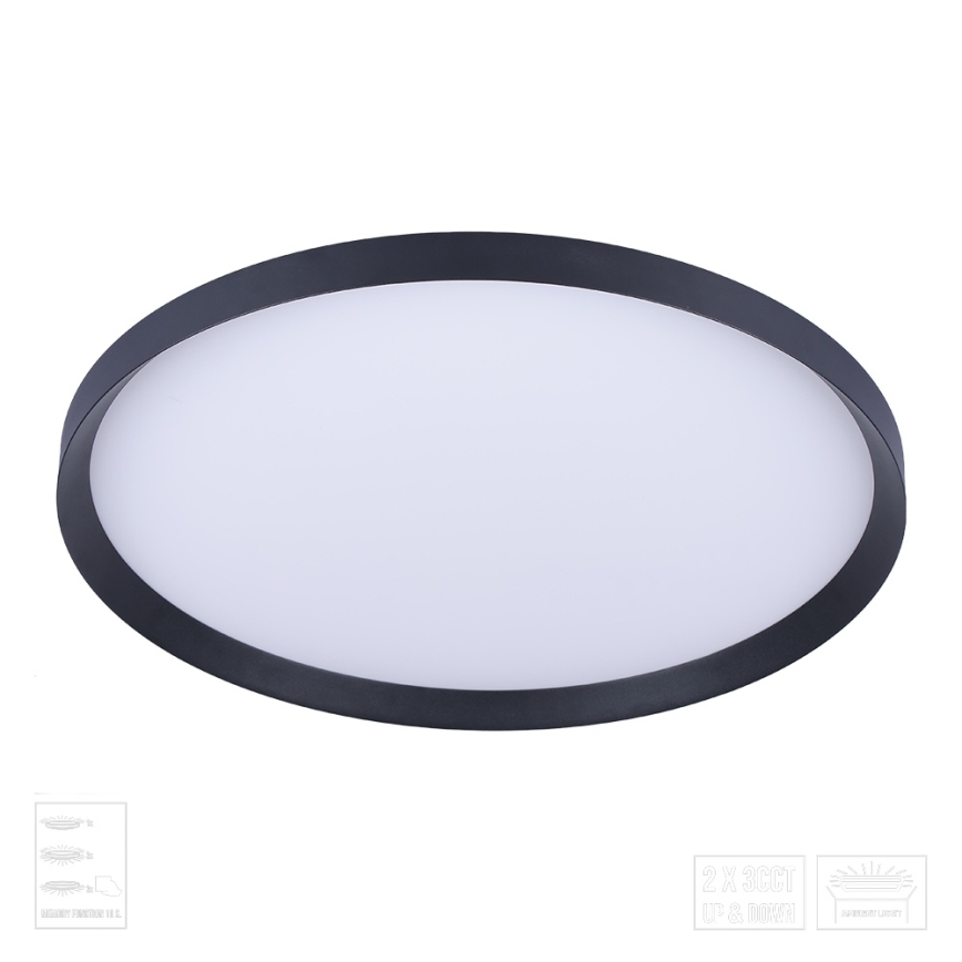Prezent 17311 - ADRA LED laevalgusti LED/42W/230V + LED/13W 3000/4000/6000K, läbimõõt 48,5 cm, must