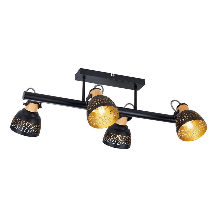Prezent 27524 - Pinnale kinnitatav lühter MESCALA 4xE14/40W/230V must/kummipuu