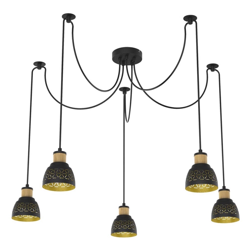 Prezent 27525 - Lühter MESCALA 5xE14/40W/230V ämblik must/kummipuu