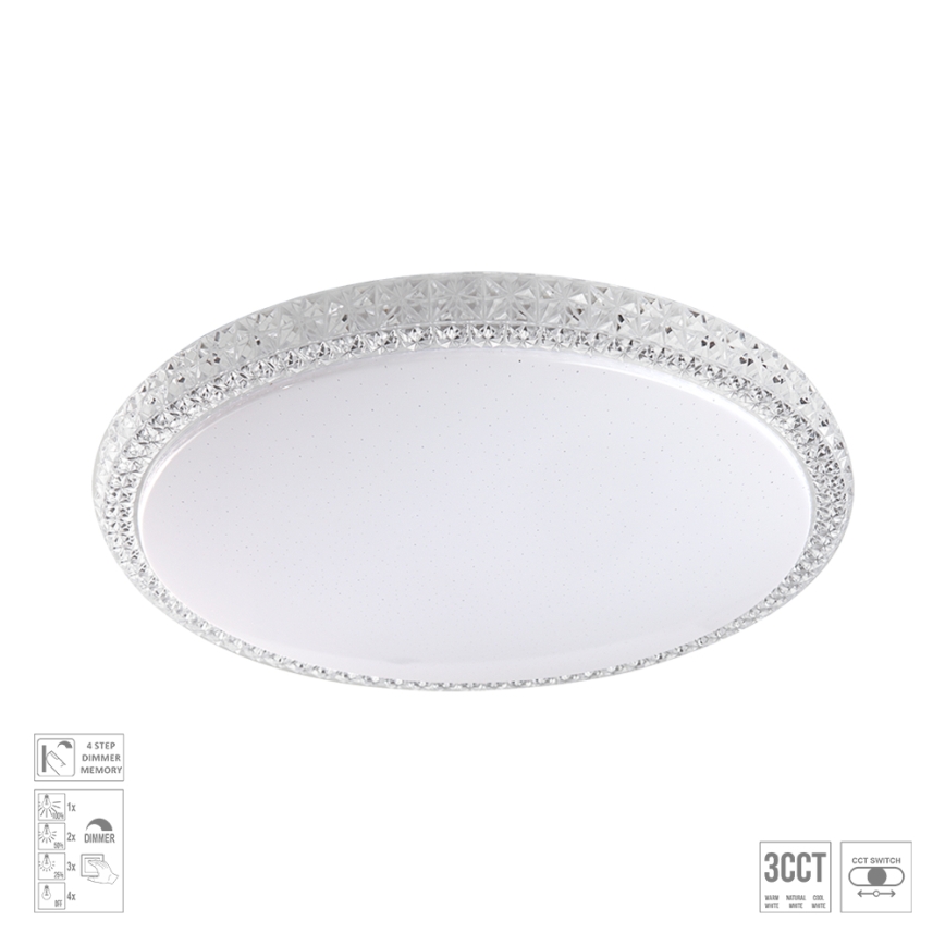 Prezent 71339 - LED-hämardatav laevalgusti AMBIA LED/30W/230V 3000/4000/6500K, läbimõõt 39,5 cm, läbipaistev