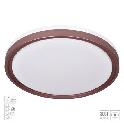 Prezent 71344 - hämardatav LED-laelamp FLOREN LED/30W/230V 3000/4000/6500K läbimõõt 41,5 cm pruun