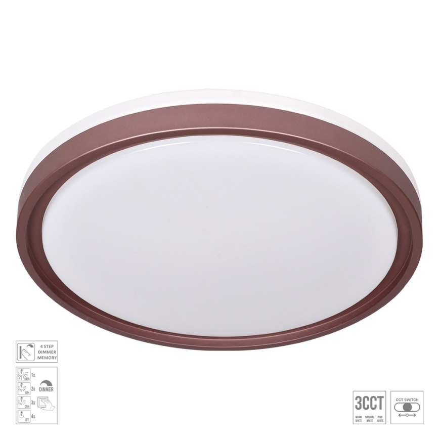 Prezent 71344 - hämardatav LED-laelamp FLOREN LED/30W/230V 3000/4000/6500K läbimõõt 41,5 cm pruun