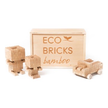 Puidust ehituskomplekt ECO BRICKS, 145 tk
