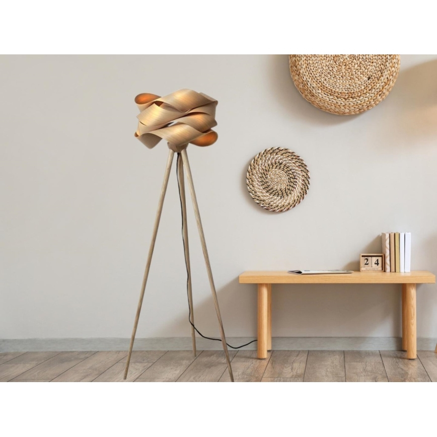 Puidust põrandalamp 1xE27/60W/230V täispuit/vineer/saarnipuit