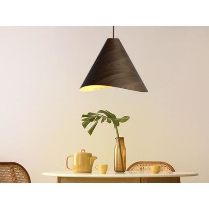 Puidust ripplamp kaabliga 1xE27/60W/230V läbimõõt 45 cm massiivne/pähkel/kummipuu