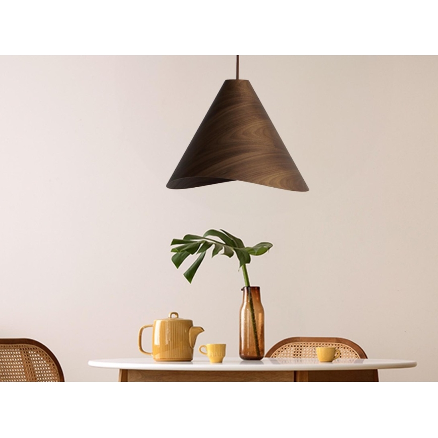 Puidust ripplamp kaabliga 1xE27/60W/230V läbimõõt 45 cm massiivne/pähkel/kummipuu