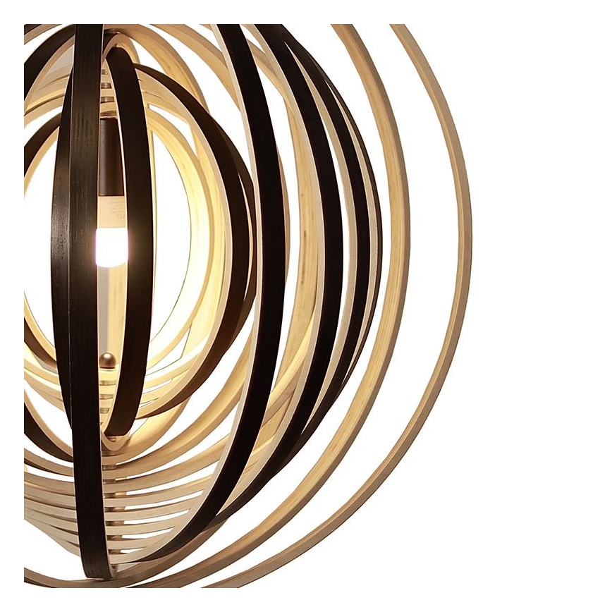 Puidust rippvalgusti kaablil, 1x E27 (kuni 60 W), 230 V, Ø 50 cm, täispuit/vineer/kummipuit