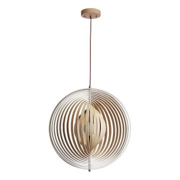 Puidust rippvalgusti riputuskaabliga 1xE27/60W/230V, läbimõõt 43,5 cm, massiivpuit/vineer/pöök/kummipuit