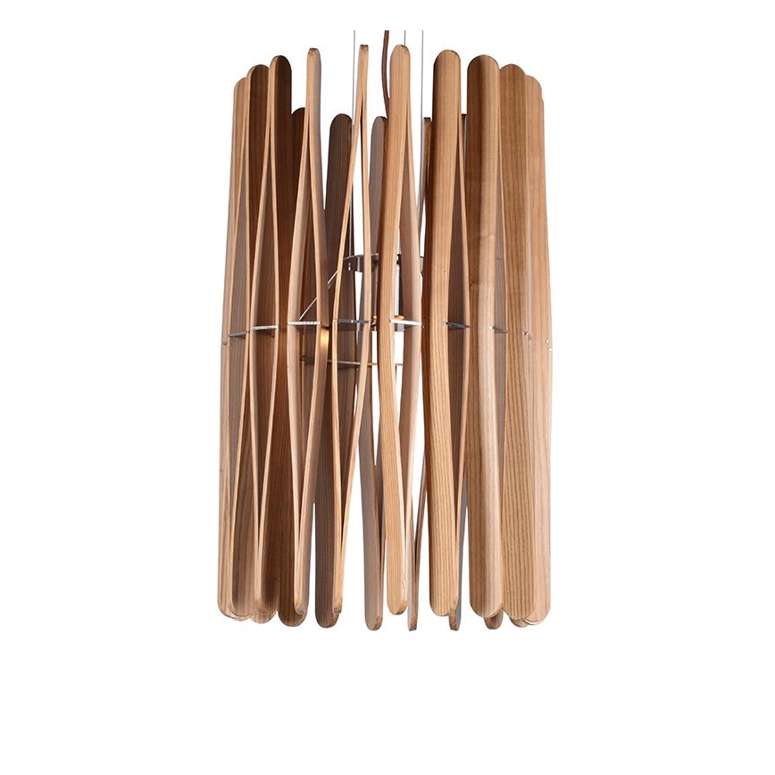 Puitlühter riputuskaabliga 1xE27/60W/230V, läbimõõt 38 cm, massiivne, saare- ja kummipuidust