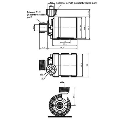 Pump 12VDC 800l/tund G1/2"