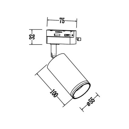 Punktvalgusti PIPE 1-faasilisele liistsüsteemile, 1xGU10/10W/230V, must