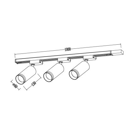 Punktvalgusti PIPE liistsüsteemile, 3xGU10/10W/230V, valge