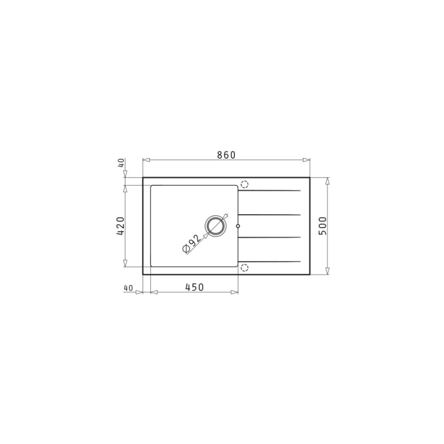 Pyramis 70070611 - Köögivalamu ATHLOS 86x50 cm graniit/valge