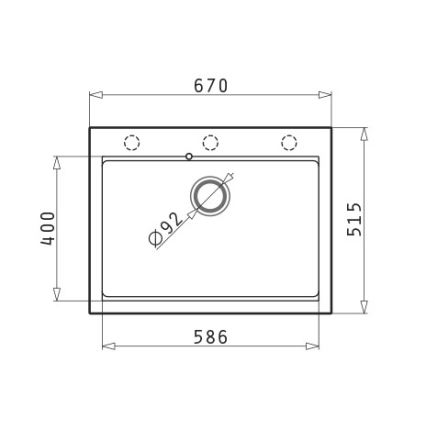 Pyramis 70094201 - Köögivalamu SIROS 67x51,5 cm  graniit/must