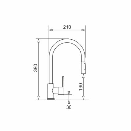 Pyramis 90941338 - Kraanikausside komplekt väljatõmmatava dušipeaga IDEA mattmust