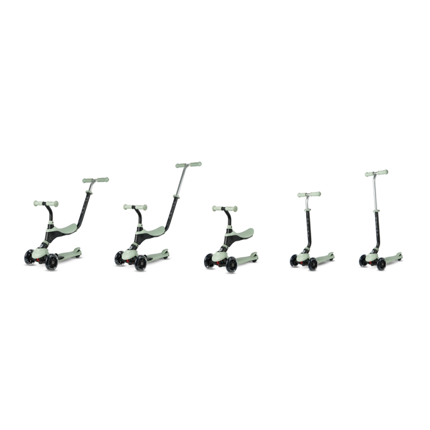 QPlay - Laste tõukeratas LED-ratastega 5-ühes SEMA PRO roheline