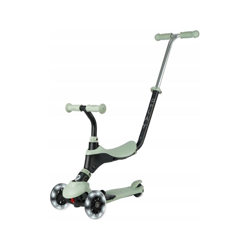 QPlay - Laste tõukeratas LED-ratastega 5-ühes SEMA PRO roheline