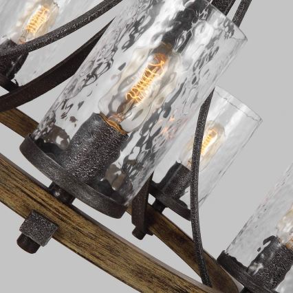 Quintiesse - Ketiga rippuv lühter ANGELO 5xE27/60W/230V, tammeviimistlusega