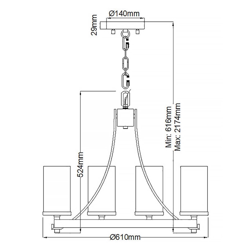 Quintiesse - Ketiga rippuv lühter ANGELO 5xE27/60W/230V, tammeviimistlusega