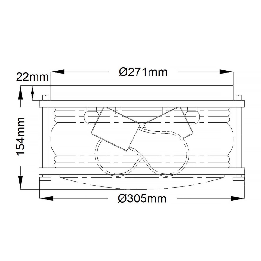 Quintiesse - Vannitoa laevalgusti ASHLAND 2xE27/60W/230V, läbimõõt 30,5 cm, IP44, kuldne