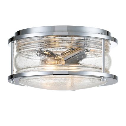 Quintiesse - Vannitoa laelamp ASHLAND 2xE27/60W/230V läbimõõt 30,5 cm IP44 läikiv kroom