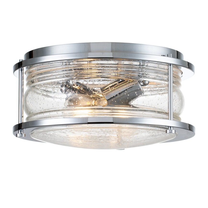 Quintiesse - Vannitoa laelamp ASHLAND 2xE27/60W/230V läbimõõt 30,5 cm IP44 läikiv kroom