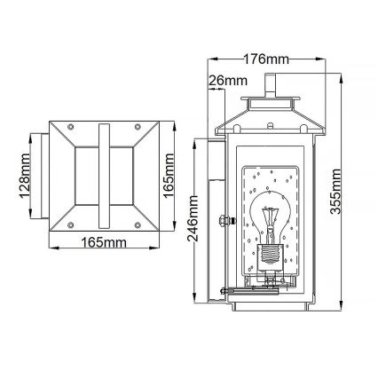 Quintiesse - välisseinavalgusti ATWATER S 1xE27/60W/230V IP44 must
