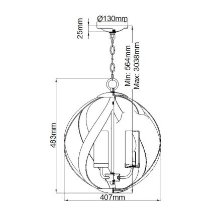 Quintiesse - välislühter kettaga BLACKSMITH 3xE14/40W/230V Ø 40,7 cm IP44 must