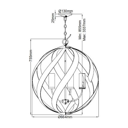 Quintiesse - Välilühter ketiga BLACKSMITH 5xE14/40W/230V läbimõõt 66,4 cm  IP44 must