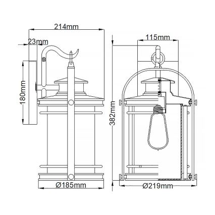 Quintiesse - Välisseinavalgusti BOOKER M 1xE27/60W/230V IP44 mattkroom