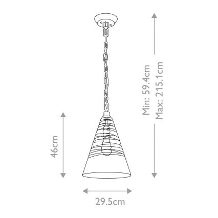 Quintiesse - ketiga ripplühter ELMORE 1xE27/60W/230V kuldne
