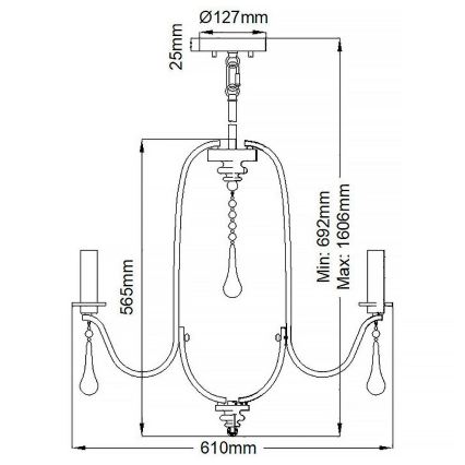 Quintiesse - varrega lühter KARLEE 5 x E14, 60 W, 230 V, läbimõõt 61 cm, matistatud kroom