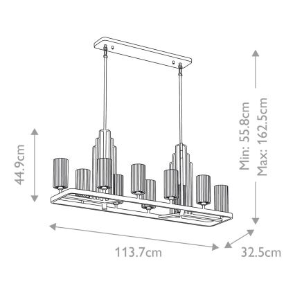 Quintiesse - varrega lühter KIMROSE 10xE14/40W/230V läikiv kroom