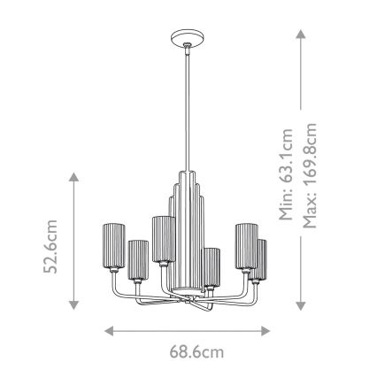 Quintiesse - varrega lühter KIMROSE 6xE14/40W/230V läbimõõt 68,6 cm kuldne