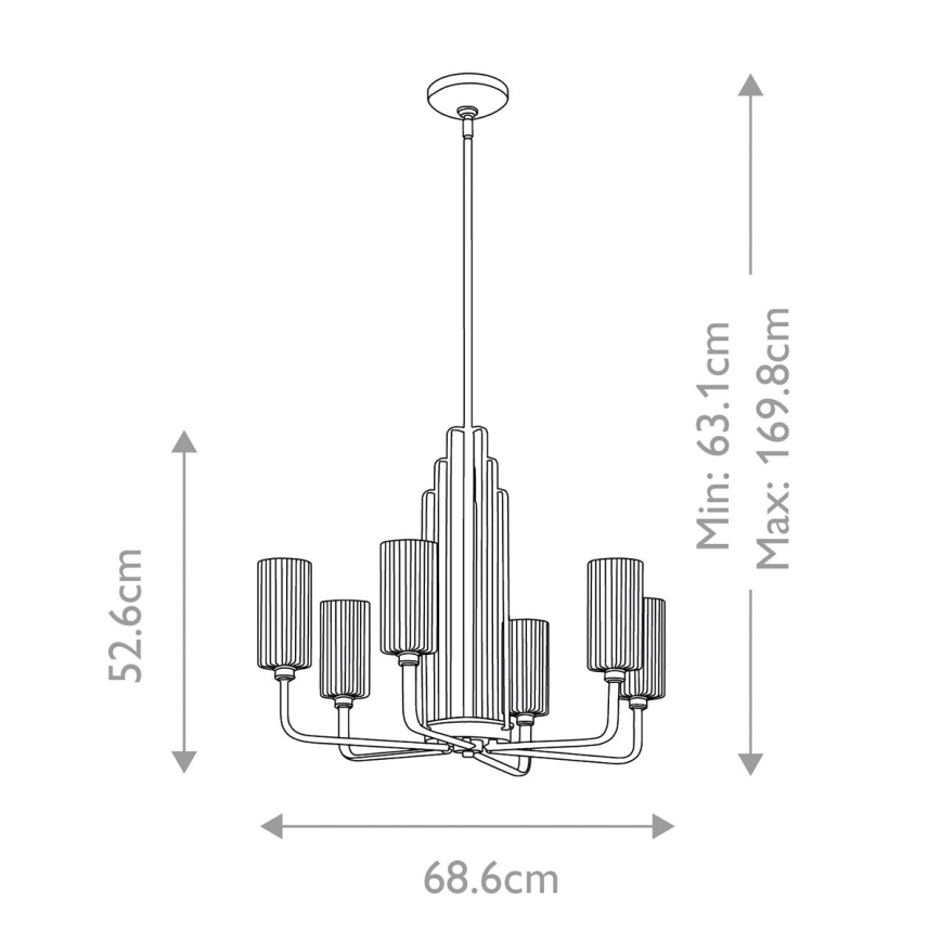 Quintiesse - Lühter varrega KIMROSE 6xE14/40W/230V läbimõõt 68,6 cm läikiv kroom