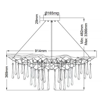Quintiesse - Kuldne kaabliga ripplühter LAGUNA 6xE14/40W/230V läbimõõt 91,4 cm