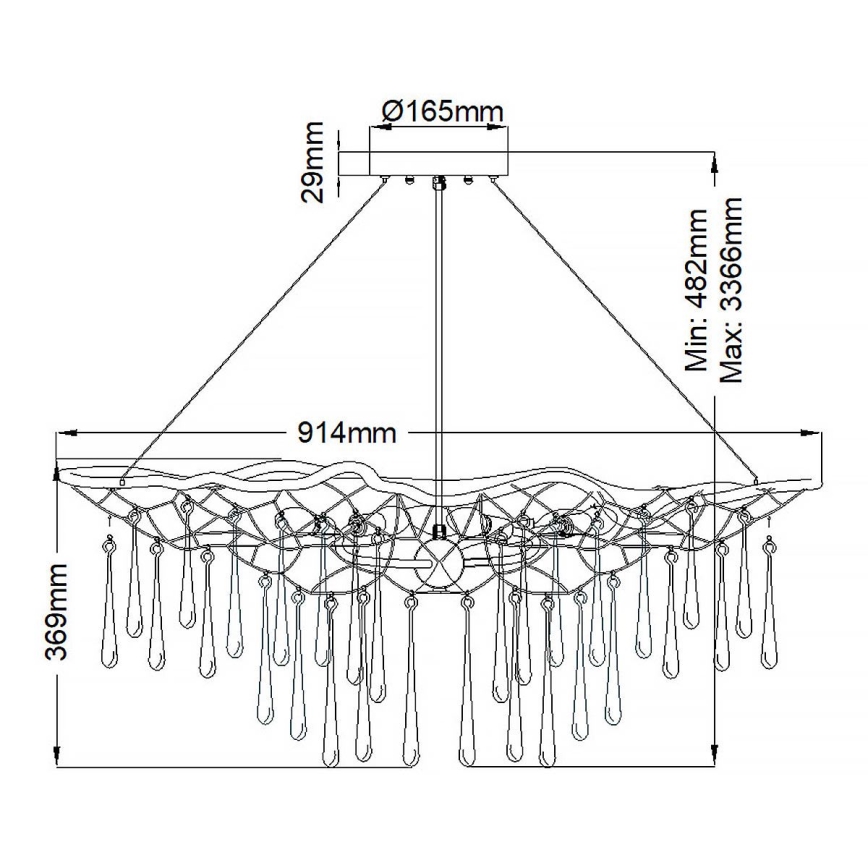 Quintiesse - Kuldne kaabliga ripplühter LAGUNA 6xE14/40W/230V läbimõõt 91,4 cm