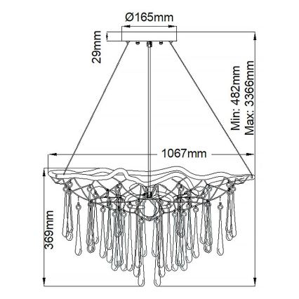Quintiesse - LAGUNA lühter kaabliga 8xE14/40W/230V läbimõõt 106,7 cm kuldne