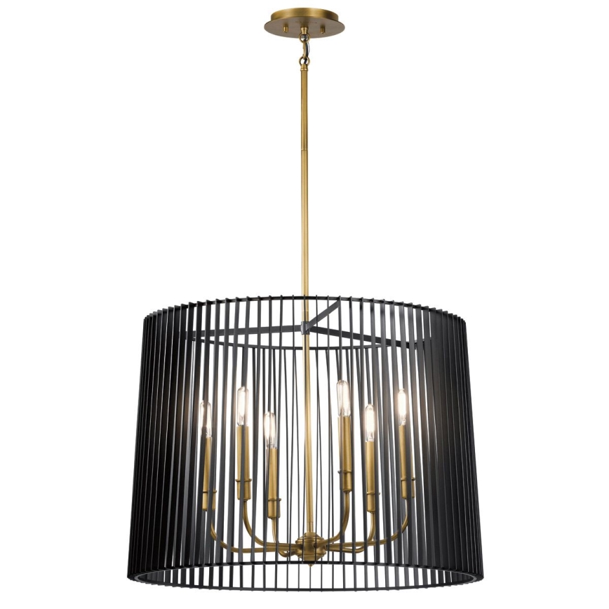 Quintiesse - vardaga lühter LINARA 6xE14/60W/230V, läbimõõt 66 cm, must/kuldne