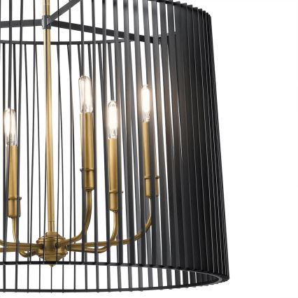 Quintiesse - vardaga lühter LINARA 6xE14/60W/230V, läbimõõt 66 cm, must/kuldne