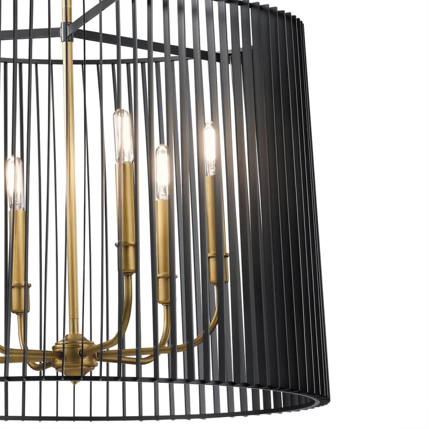 Quintiesse - vardaga lühter LINARA 6xE14/60W/230V, läbimõõt 66 cm, must/kuldne