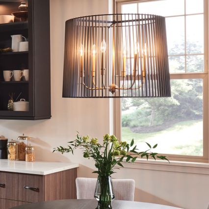 Quintiesse - vardaga lühter LINARA 6xE14/60W/230V, läbimõõt 66 cm, must/kuldne