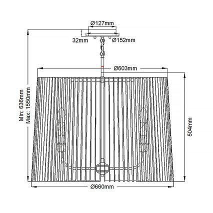 Quintiesse - vardaga lühter LINARA 6xE14/60W/230V, läbimõõt 66 cm, must/kuldne