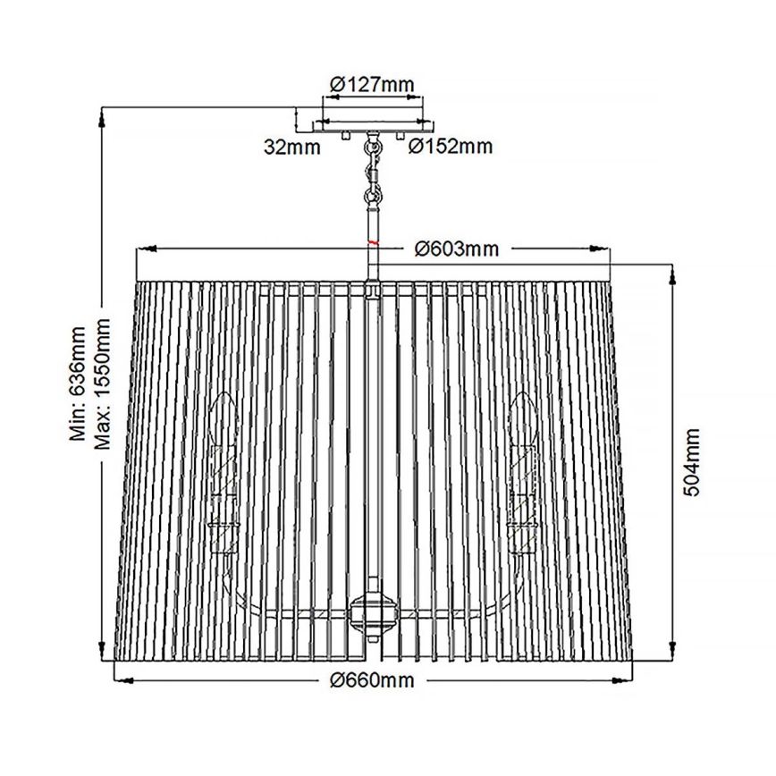 Quintiesse - vardaga lühter LINARA 6xE14/60W/230V, läbimõõt 66 cm, must/kuldne