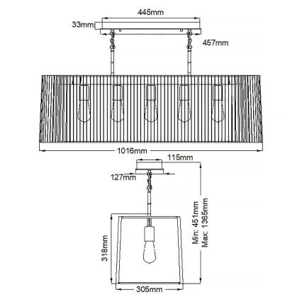 Quintiesse - kroonlühter varrega LINARA 5xE27/60W/230V must/kuldne